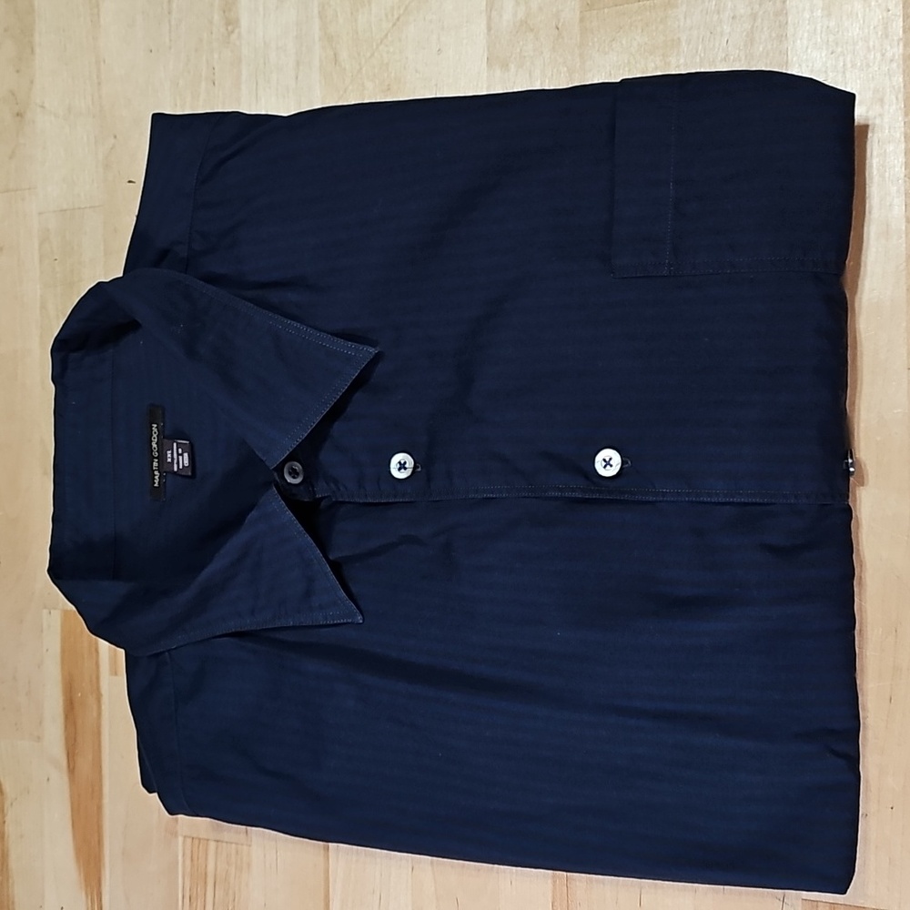 3 for $20 👔 Martin Gordon Blue & Black Striped Button Down Shirt XXL